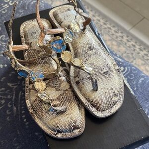 DV by Dolce Vita Snakeskin Sandals with Gold Accents